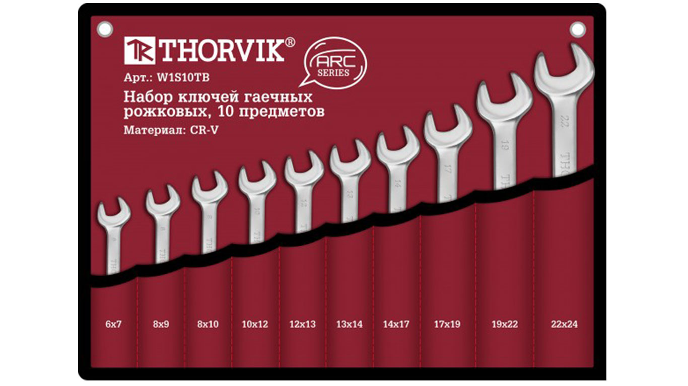 Набор ключей гаечных рожковых Thorvik 6-24 мм в сумке W1S10TB