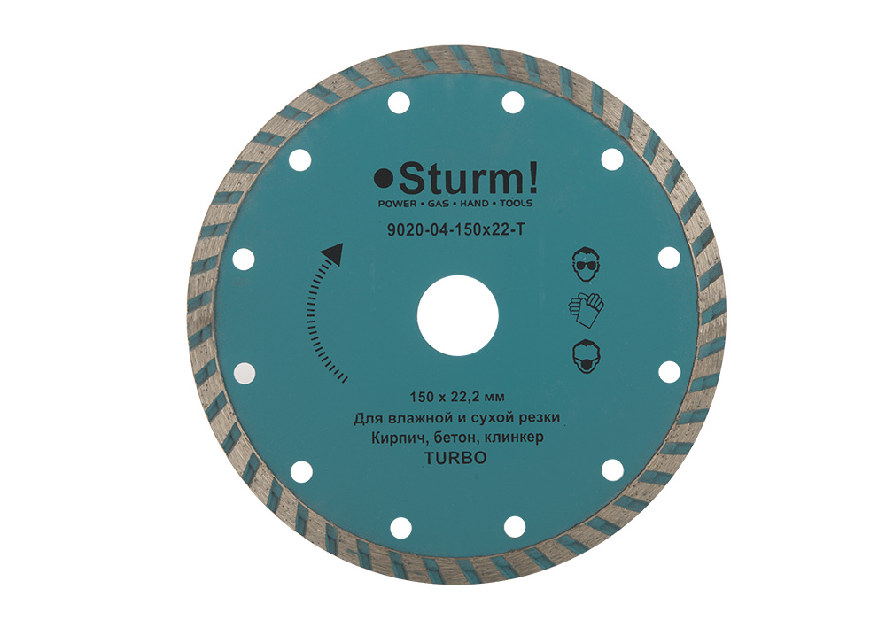 Алмазный диск, сухая резка Turbo (150х22.2 мм) Sturm! 9020-04-150x22-T